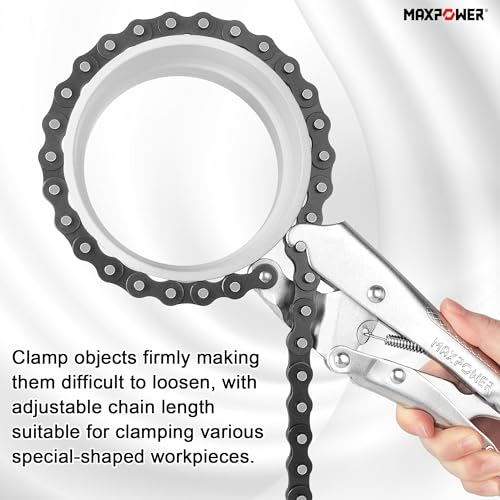 MAXPOWER Locking Chain Clamp, 9-Inch Locking Chain Pliers with 47.2” Chain, 14.2” Diameter, Quick Release - size: 47.2" Chain