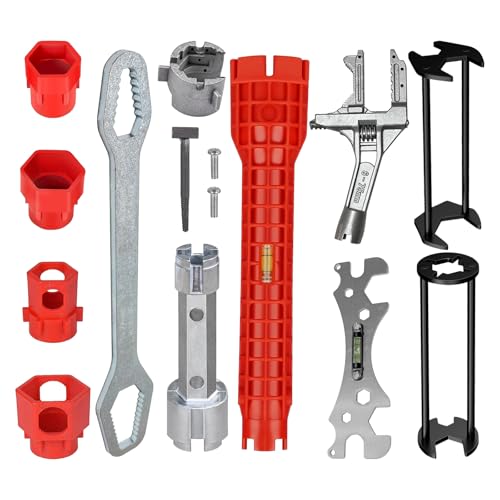 Professional Basin Wrench Set, 7-Piece Sink Faucet Installation Tool Kit, 9-in-1 Adjustable Plumbing Spanner, Wide Jaw, 10-70mm Range