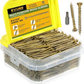 #8 x 1-5/8" Multi-Purpose Wood Deck Screw for Interior and Exterior,Bugle Head Golden Coated with T15 Bit Star Drive Torx Furniture Building/Fence/Decking(915Pcs,5LBS) - size: #8 x 1-5/8"
