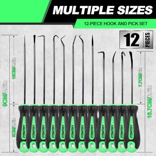 FTIHTRY 12-Piece Pick and Hook Tools Set, Pick Tool Set Car Auto Oil Seal/O-Ring Seal Gasket Pick Hooks Puller Remove, Long and Mini Pick Tool Set - style: 12-Piece