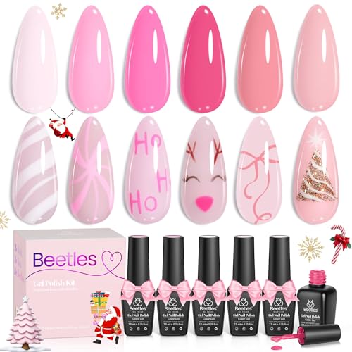 Beetles Pink Gel Polish Set, Pink Melody, 6 Colors Gel Nail Polish Set - color: A - Creme | Pink Melody