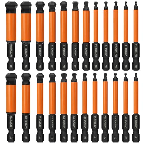Metric & SAE Ball End Hex Head Allen Wrench Drill Bit Set - style: 24PCS 2.5IN Ball Hex Bits