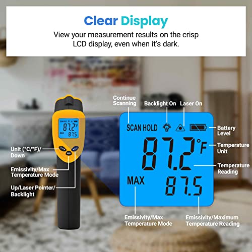 Etekcity Infrared Thermometer Laser Temperature Gun 774 - color: Light Yellow, style: Classic