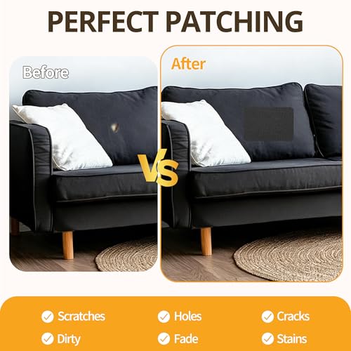 Fabric Repair Tape, 4"x 79" Self-Adhesive Linen Repair Tape Patch Kit Black - color: Black, size: 4" x 79"