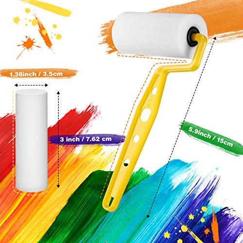 Geiserailie 33 Pcs Foam Paint Roller 3-inch Mini Small Paint Roller Kit Covers with Frame Multipack for Young Artists Painting Tools Painting Furniture Home Wall Ceilings Cabinet Art Craft Supplies