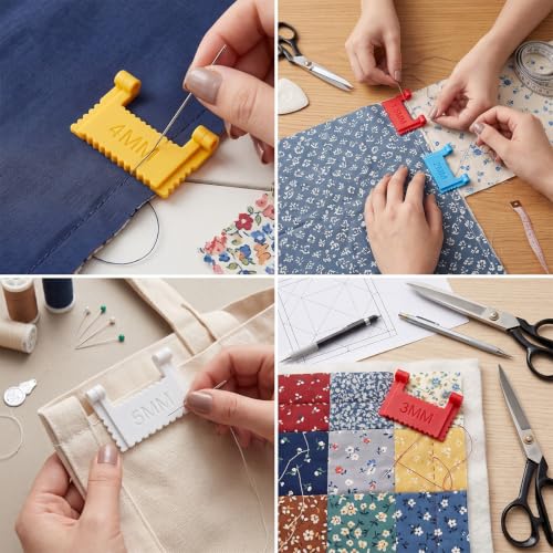 6 Pcs Edge Clip On Sewing Ruler Non-Slip Hand Sewing Stitching Guide Tool - size: 1.5mm/2mm/3mm/4mm/5mm/6mm