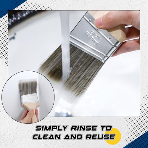 12 Pack Angle Sash Paint Brushes Treated Easy to Grip Wood Handle Synthetic Bristles Smooth Finishes Paint Brushes for Stain Wall Trim Painting Furniture (2.5 Inch) - size: 2.5 Inch