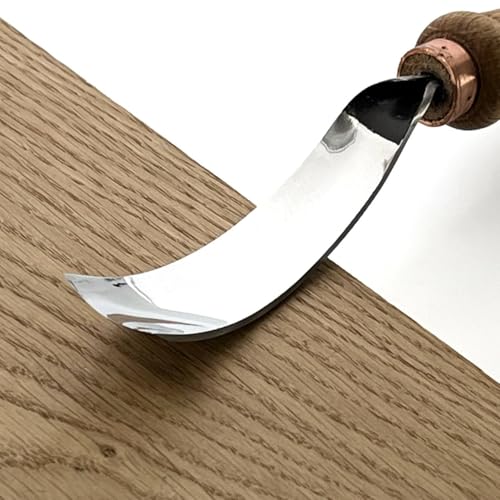 STRYI Profi #7 1in Profile Long Bent Gouge - Professional Sloping Wood Carving Chisel - High Carbon Steel 62 HRC - Hand Forged Tool for Background Clearing, Bowl & Relief Carving