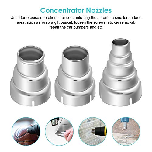 7pcs 35-40mm Heat Gun Nozzles Kit Stainless Steel Hot Air Soldering Station Replacement Parts for Repair Tool Accessory 1500-2000W