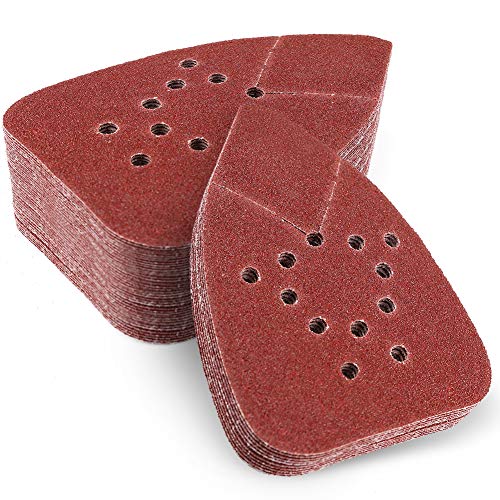 LotFancy 60 Grit Sanding Pads for Black and Decker Mouse Sanders, 12 Hole Hook and Loop Sandpaper - Detail Palm Sander Sanding Sheets, Pack of 50 - size: 60 Grit