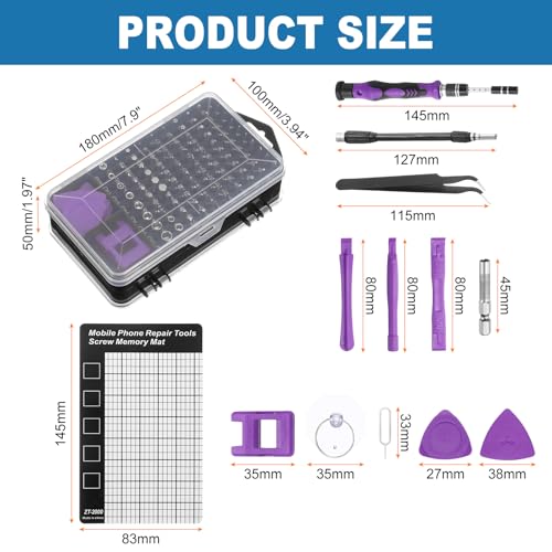 HARFINGTON 123 in 1 Magnetic Precision Screwdriver Set Electronics Repair Tools Kit with 96 Bits Flexible Shaft and Extension Rod for Cellphone Game Console Laptop PC Computer Camera, Purple - color: Purple