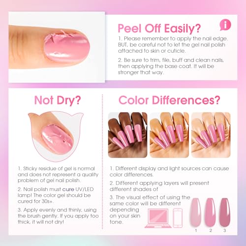 ROSALIND 30pcs All Seasons Gel Nail Polish Set with Base and Gel Top Coat | 26 Nude Blue Red Colors Gel Polish,3Pcs Glossy Matte Glitter Top Coat and Base Coat, Gel Nails art Kit, DIY Salon at Home - color: Rose Serise