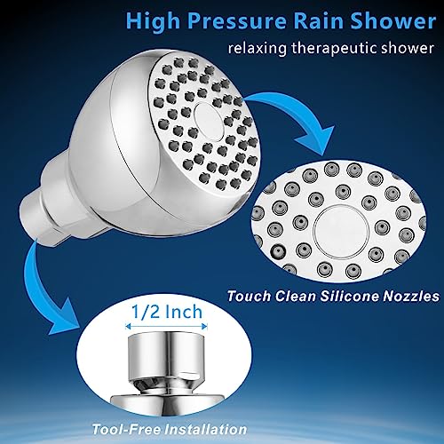 High Pressure Shower Head - Powerful Bathroom Pressure Boosting Showerhead - Perfect Universal Replacement for Rain Shower Heads(Chrome) - color: Chrome