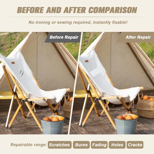 OAZ Canvas Repair Patch Self-Adhesive Fabric Patch, 9x11 Inch 2 Pcs, Waterproof Fabric Repair Patch for Furniture, Couch, Tent, Tote Bag, Sofa, Car Seat, Lounge Chair, Awning (Beige) - color: Canvas Beige, size: 9" x 11"