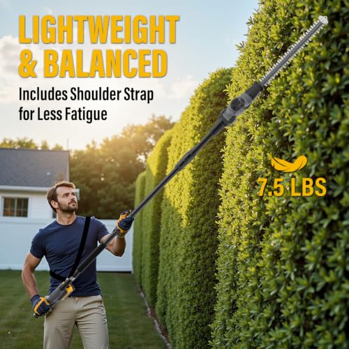 Pole Hedge Trimmer Cordless Compatible with Dewalt 20V MAX (Tool Only) - color: Black
