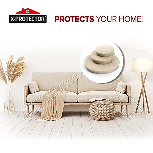 Best Felt Furniture Pads X-PROTECTOR - 48 Premium Chair Felt Pads Floor - size: 48 PCS 1" Beige, Round