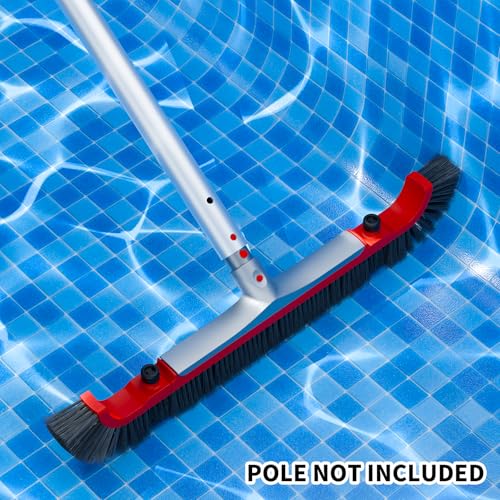 Pool Brush Head for Cleaning Walls,Heavy Duty Inground/Above Ground Aluminum Swimming Pool Scrub Brushes with Curved Ends - size: 22" Curved