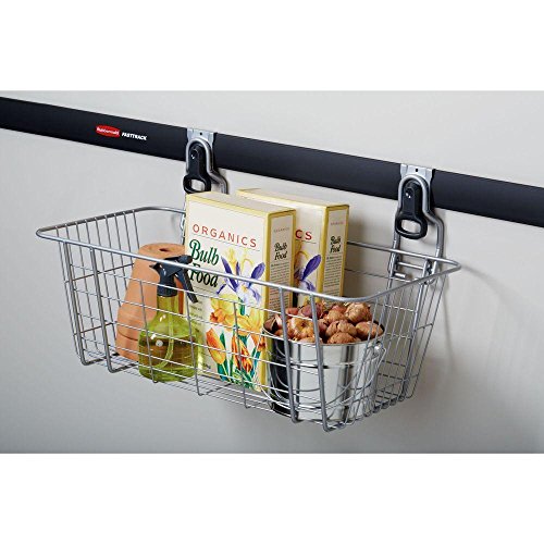 Rubbermaid Garage FastTrack Wire Mesh Basket Wall Mounted Storage System Holds up to 50 pounds Satin Nickel for Tool/Toy/Sports Equipment - style: Wire Mesh Basket