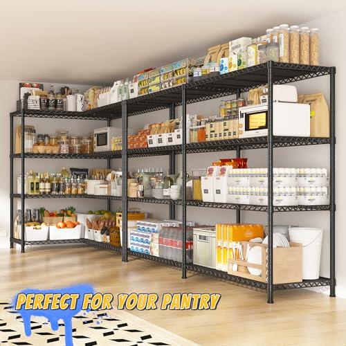 REIBII 72.8" W Storage Shelves Load 1500LBS, 4 Tier Metal Shelving Unit - size: 17.7" D x 72.8" W x 59" H