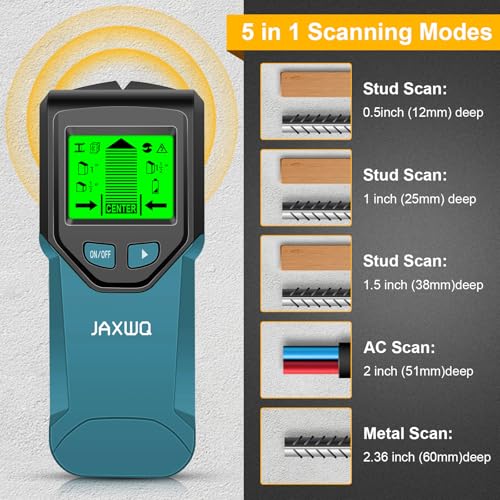 Stud Finder Wall Scanner - 5 in 1 Stud Finder Tool w/Smart Chip and HD LCD Display, Stud Detector Beam Finders for the Center and Edge of Wood AC Wire Metal Studs Joist Pipe (Dark Aqua) - color: Dark Aqua