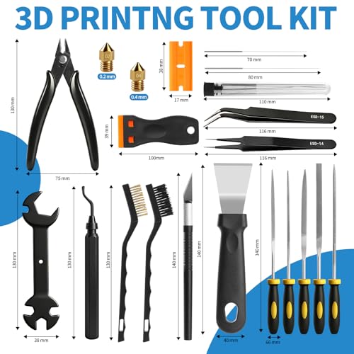 46 Pcs 3D Printer Tools Set with Storage Bag, 3D Printing Tool Kit