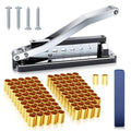 Heavy Duty Bench Hose Crimper Kit with 100 Ferrules (50x 0.593" ID& 50x 0.625" ID) - for 1/4", 5/16", 3/8" PVC, Rubber & Air Hoses Crimping Tool, Portable Torch Hose Repair Kit