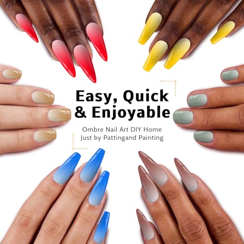 Ombre Gel Polish Palette,16Colors Pat Gel Paint Nail Art Kit Sponge Patting - color: 16 Colors C