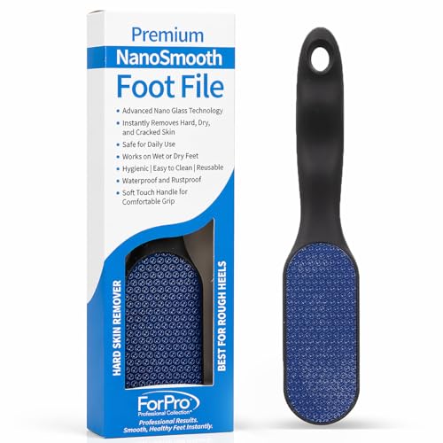 ForPro Nano Glass Foot File Callus Remover, Double-Sided Foot Scrubber for Cracked Heels & Dead Skin, Professional Pedicure Tool for Wet/Dry Use, Ergonomic Handle, Hygienic & Long Lasting