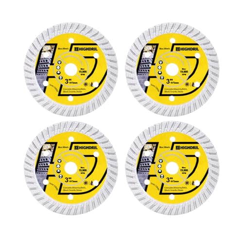 HIGHDRIL Diamond Concrete Blade 3" 75mm x Arbor 3/8" 10mm - 4pcs Angle Grinder Cutting Disc for Cutting Granite Hard Concrete Products Hard Artificial Natural Stones Clinker - size: Diamond Concrete Blade