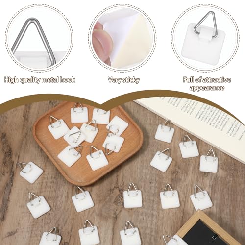 40Pcs Adhesive Picture Hangers for The Wall Plate Hangers Stick On Hooks Sticky Picture Frame Hooks for Pictures Frames Heavy Duty Pictures Hanging Hoops Without Nails