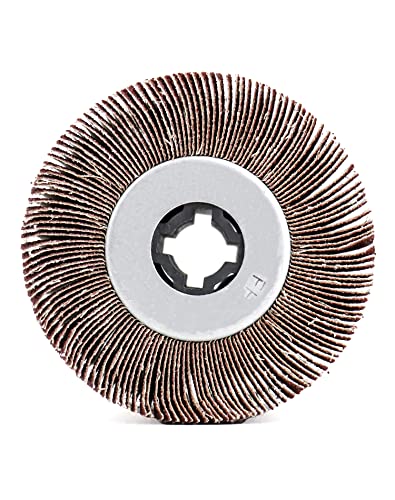 QWORK Flap Sanding Wheel, 2 Pack Wire Drawing Polishing Wheel, Aluminum Oxide Drum Burnishing Brush, 4.5" x 4" with 3/4"-4 Keyway (60 grit), Remove Rust/Weld Burr/Grinding, WD10347
