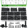 288PCS Black Screws Assortment Kit,Self Tapping Wood Screws #4/#6/#8/#10 Screw Assortment Kit,Round Head Screws Length 3/8" to 2",Sheet Metal Screws Assorted - size: 288PCS-BK