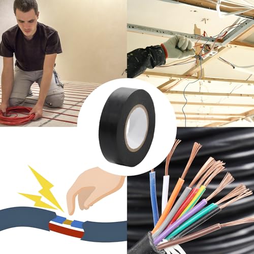 Black Electrical Tape PVC – 0.75” x 65’ 2 Rolls, High Adhesion, Waterproof & Heat-Resistant, Insulating Tape for Wire Repair, Automotive, Indoor Outdoor Use - color: Black