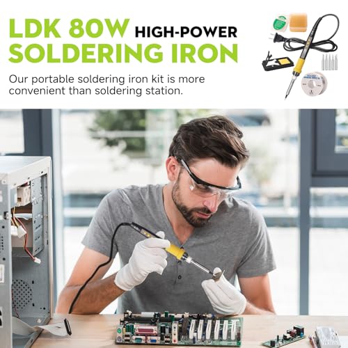 LDK 80W Soldering Iron Kit, 110V Digital Soldering Iron - color: Yellow