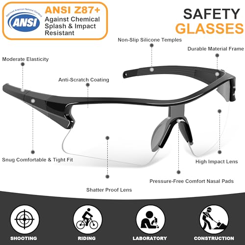 Safety Glasses for Men, Anti Scratch & UV Protection Work Glasses - color: 12 Pack Clear