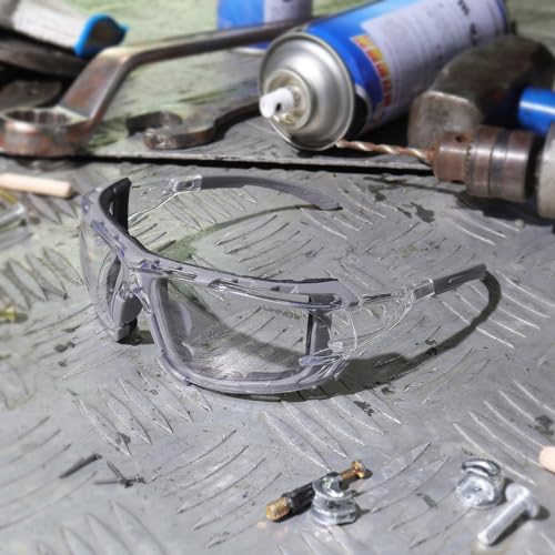 UKNOW Safety Glasses - Anti Fog Wraparound Lenses - Removable Foam Gasket - ANSI Z87.1 Protective Eyewear - Impact Resistant - color: Gray
