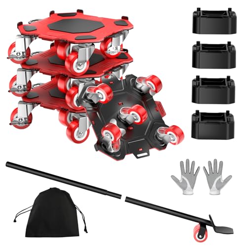 Kavlium Heavy Duty Furniture Dolly,5-Wheel Furniture Movers,6 Inch - color: Red, size: 6in