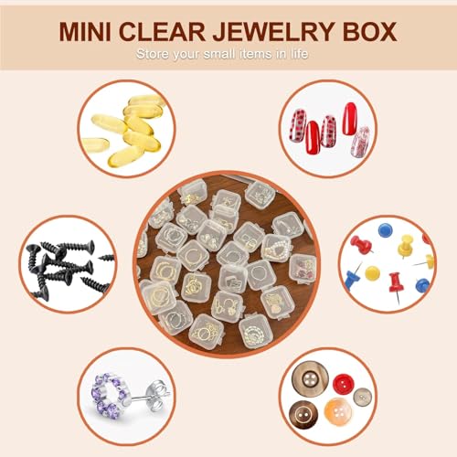60PCS Mini Clear Plastic Jewelry Box, Earring Storage Box - color: 60Pcs