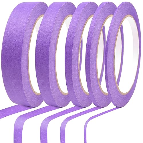 5 Rolls Pinstripe Tape - Masking Tape 1/16", 1/8", 1/4", 1/2", 3/4" - Thin Painters Masking Automotive Tape for DIY, Car, Auto, Paint, Art, Tumblers (Purple) - color: Purple