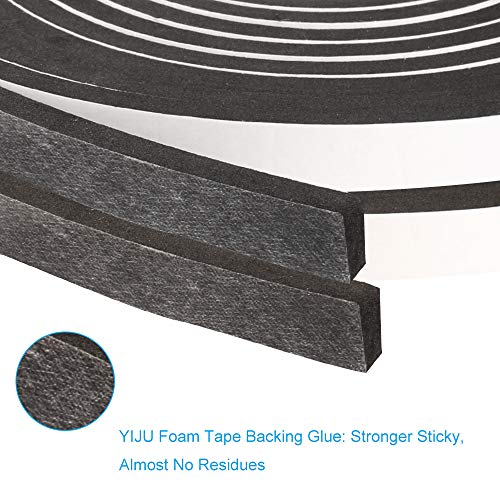 2 Rolls Foam Tape Weatheratrip for Door Window Insulation, Single Sided Foam Strips Adhesive, High Density Foam Seal Tape, Closed Cell Foam Seal Strip Tape(1/2"Wx1/4"Tx32FT, Black) - size: 1/2"W x 1/4"T x 32FT