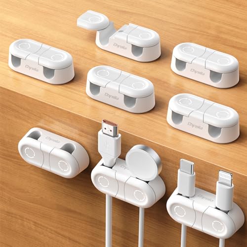 Chfeila 8Pack Magnetic Cable Clips, Dual Slot Cord Holder, White - color: White-8Pack