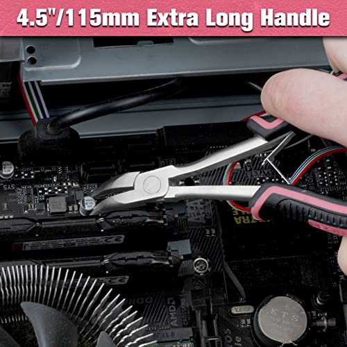Long Reach Bent Nose Pliers with Serrated Jaw 6 Inches Mini Bent Long Nose Pliers Bent Chain-Nose Pliers Curved Long Nose Plier For Jewelry Making Working In Tight Spaces Pink Tool for Women - style: Bent Nose Plier