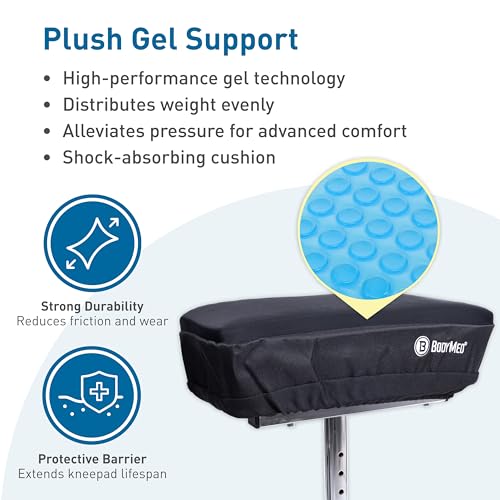 BodyMed Knee Walker Padded Gel Cover, Gel + Memory Foam Cushion, Elastic Fit Design, Low-Profile Comfort Pad, One Size Fits Most Knee Walkers