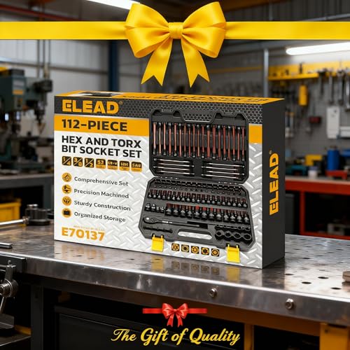 112-Piece Torx and Allen Bit Socket Set, 1/4", 3/8",1/2" Drive Bit Socket Set with Ratchet Wrench, Adapters, Extra Long & Tamper Proof torx/Hex/Ball End Hex/E-torx, SAE & Metric - color: 112-piece Black