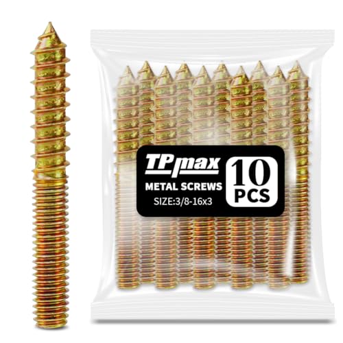 TPmax 10 Pack 3/8-16 x 3 Inch Hanger Bolts Double Headed Bolts Self-Tapping Screw Hanger Bolts for Furniture (3/8-16" x 3") - size: 3/8-16" x 3"