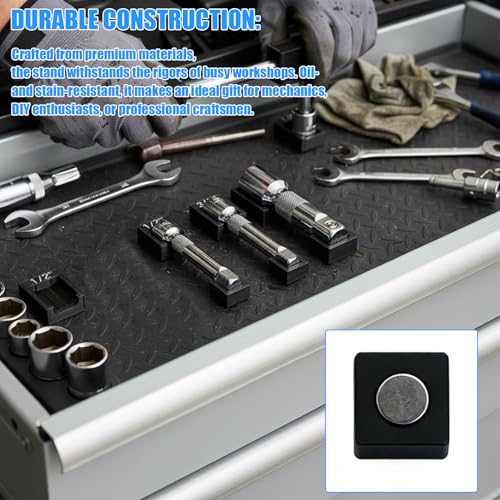 Magnetic Socket Extension Holder Set 3-Piece ratchet organizer for 1/2", 3/8", and 1/4" Drive Extensions, Professional Garage Drawer Storage with Strong Magnetic Base, Red (Black) - color: Black