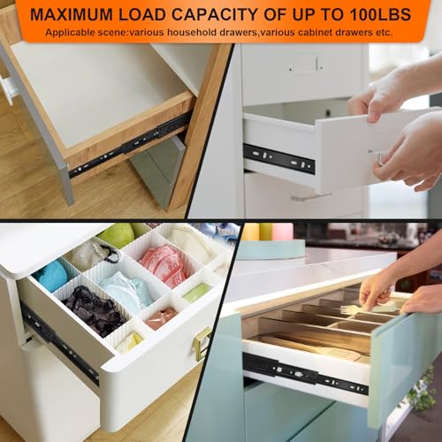 18 inch Drawer Slides 4 Pairs (8pcs) 3 fold Full Extension Side Mount Cabinet Drawer Glides 18" Black Cabinet Rails for Dresser, Cabinet, Kitchen,Trash Can, Wardrobe 100 LB Capacity - size: 18 Inch