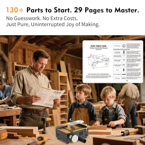 Super Mini Table Saw for Crafts & Hobbyists, [Dual Motor & Switches] 7 Speeds 200W Max, Multifunctional, 122+ Accessories, Cut/Engrave/Polish/Drill, Compact for Model Making, Gift for Creators