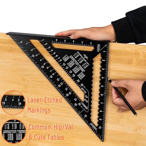 Mr. Pen- Rafter Square, 12 Inch, Black, Aluminum Alloy 12 Inch