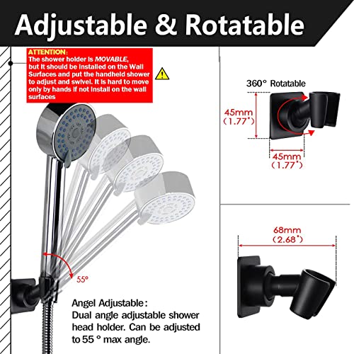 Shower Head Holder All Meta Handheld Shower Wand Bracket Adhesive Shower Wall Mount Holder Brass Shower Spray Holder Black, Glue Installation - color: Black